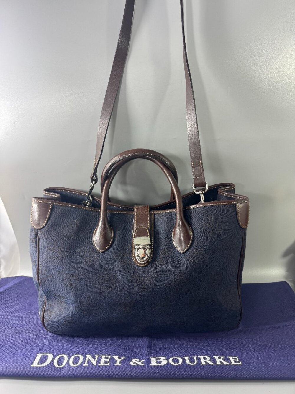 DOONEY & BOURKE Double Handle Tote Navy Blue Canvas